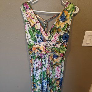 Spring flowers sleeveless maxi dress
